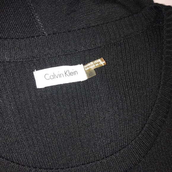 Calvin Klein Ribbed Wool Ruched Waist Long Dress - Picture 16 of 16